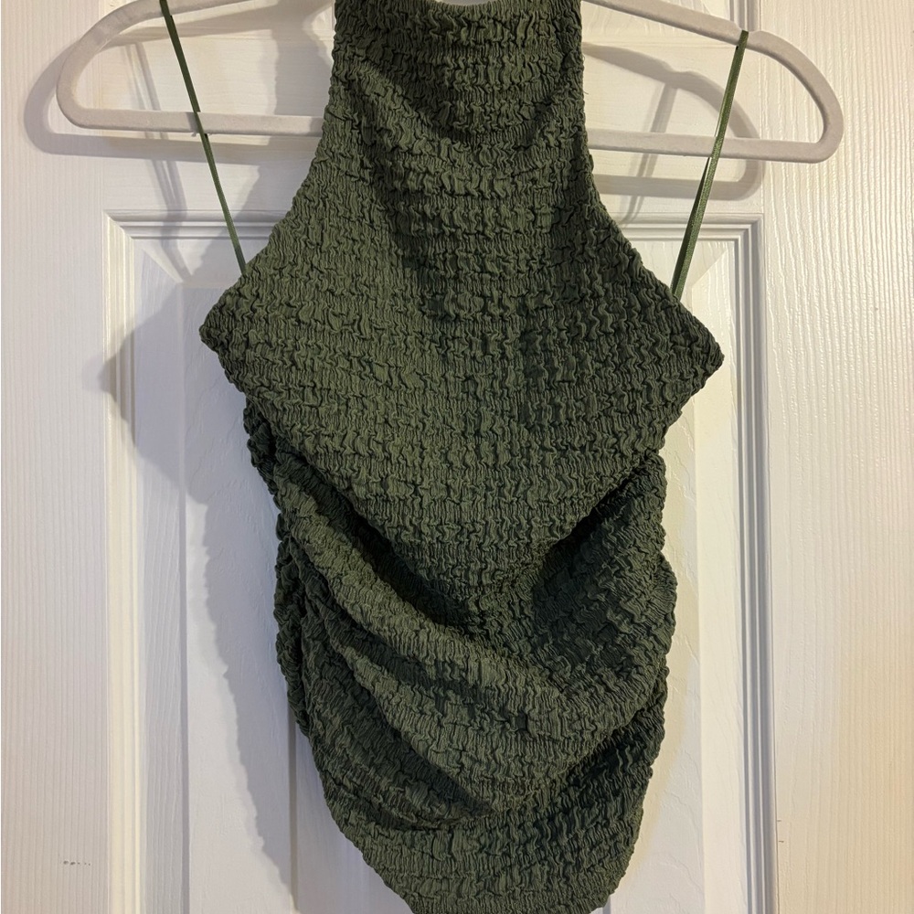 Zara Olive Textured Knit Top